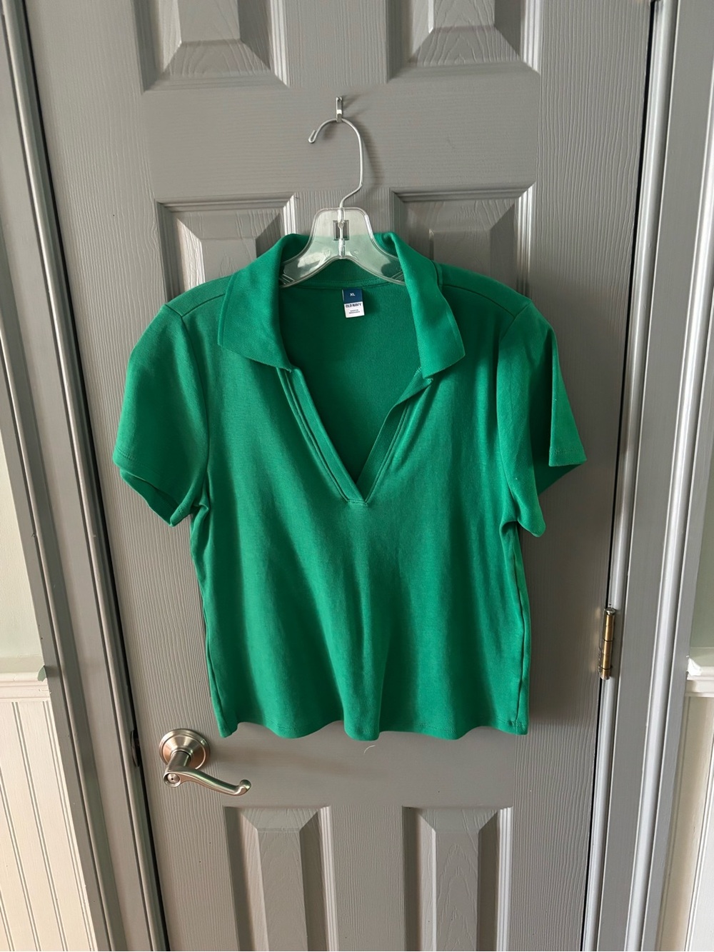 Green Polo V-Neck Short Sleeve Top Old Navy XL